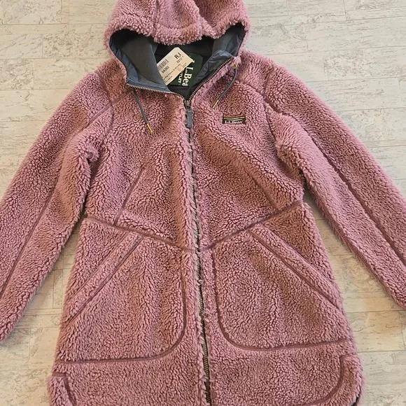 NWT L.L. Bean Sherpa Mountain Pile Fleece Coat Jacket Size Small Petite SP - Picture 5 of 12